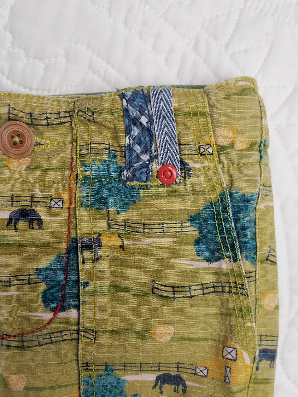 Matilda Jane "Don't Fence Me In" Green Farm Boy Shorts, Adjustable Waist Size 2T - Picture 2 of 8